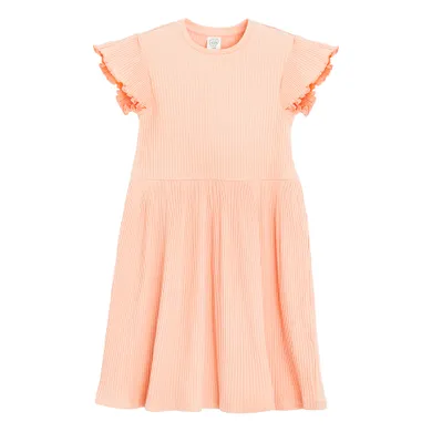 Cool Club, Rochie cu maneca scurta pentru fete, din tricot striat, portocaliu