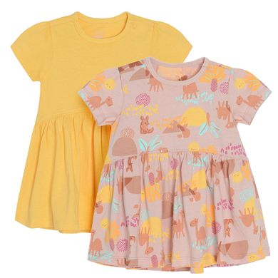 Cool Club, Rochie cu maneca scurta pentru fete, galben, roz, set, 2 buc.