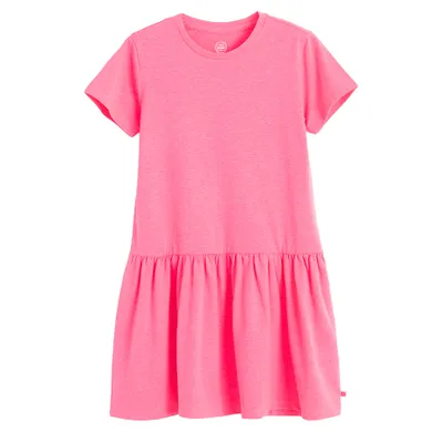 Cool Club, Rochie cu maneca scurta pentru fete, roz fluo