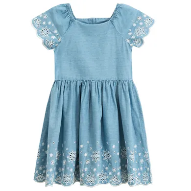 Cool Club, Rochie de blugi cu maneca scurta pentru fete, albastru