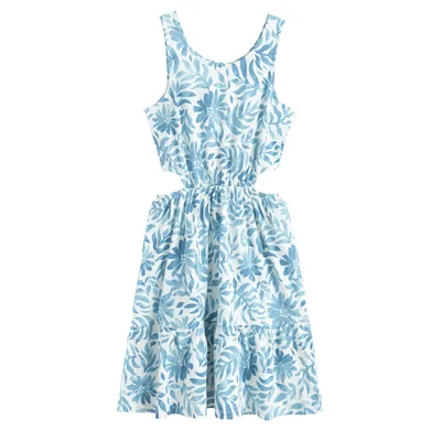 Cool Club, Rochie fara maneci pentru fete, alb-albastru