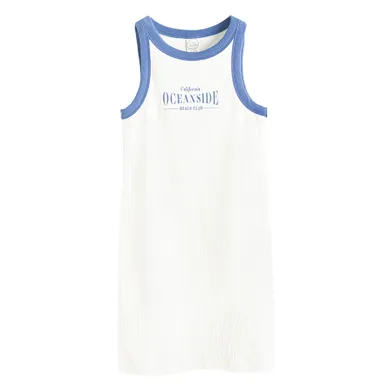 Cool Club, Rochie fara maneci pentru fete, din tricot striat, alb