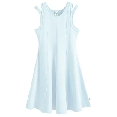 Cool Club, Rochie fara maneci pentru fete, din tricot striat, albastru