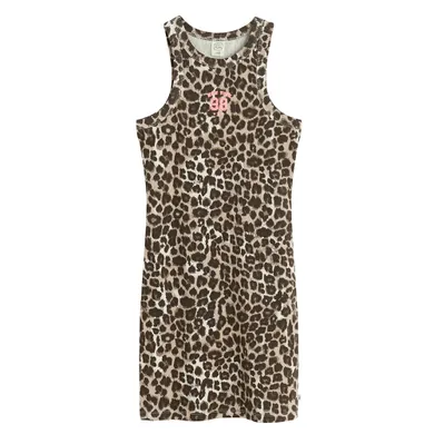 Cool Club, Rochie fara maneci pentru fete, din tricot striat, bej