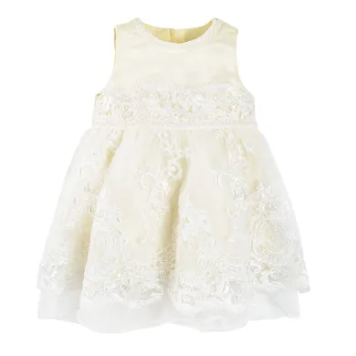 Cool Club, Rochie fara maneci pentru fete, ecru, tulle