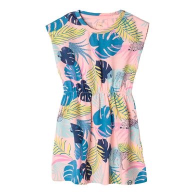 Cool Club, Rochie fara maneci pentru fete, roz deschis, imprimeu frunze