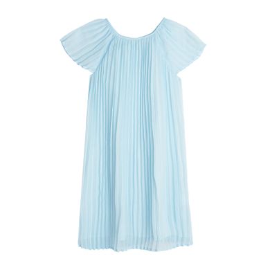 Cool Club, Rochie plisata cu maneca scurta pentru fete, albastru deschis