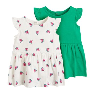Cool Club, Rochii, verde si alba cu pepene verde, set, 2 buc.