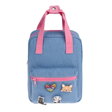 Cool Club, rucsac din denim cu insigne, albastru