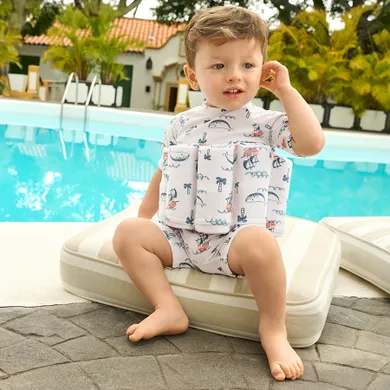 Cool Club, Salopeta de baie cu flotabilitate pentru baieti, UV 50, bej deschis