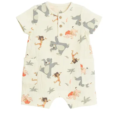 Cool Club, Salopeta rompers pentru baieti, bej, imprimeu Cartea junglei