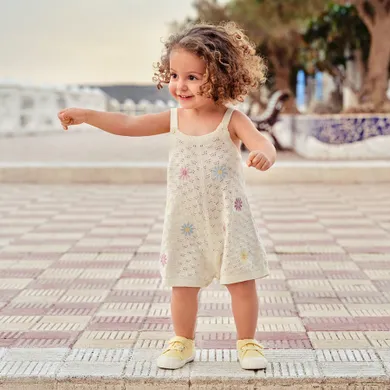 Cool Club, Salopeta rompers pentru fete, ecru