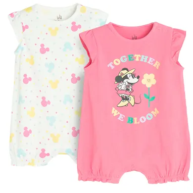 Cool Club, Salopeta rompers pentru fete, mix, imprimeu Minnie Mouse, set, 2 buc.