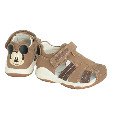Cool Club, Sandale pentru baieti, parfumati, maro, talpa Bio-Flex, imprimeu Mickey Mouse