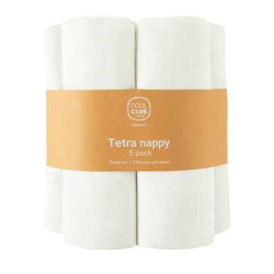 Cool Club, Scutece din tetra pentru bebelusi, 70-80cm, alb, set, 5 buc.