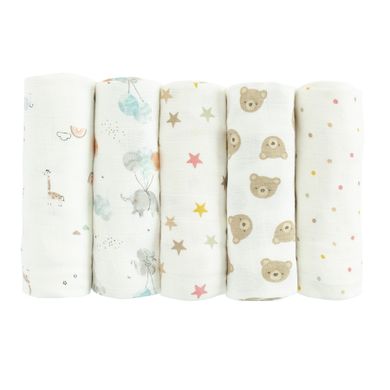 Cool Club, Scutece din tetra pentru bebelusi, 70-80cm, alb, set, 5 buc.