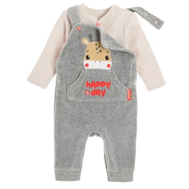 Cool Club, Set pentru baieti, Body cu maneca lunga, Salopeta, gri-bej, Fisher-Price