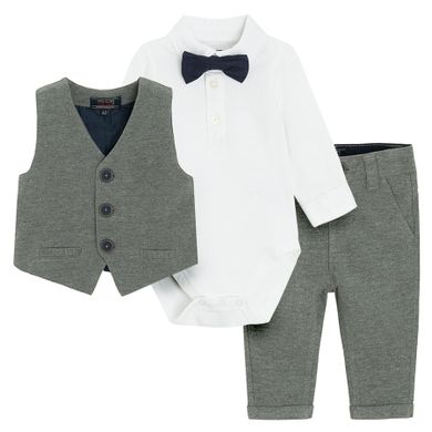 Cool Club, Set pentru baieti, Body cu maneca lunga, Vesta, Pantaloni din textil, mix
