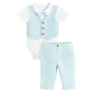 Cool Club, Set pentru baieti, Body cu maneca scurta, Pantaloni din textil, mix