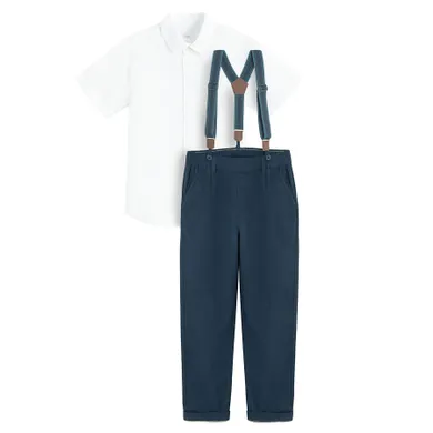 Cool Club, Set pentru baieti, Camasa cu maneca scurta, Pantaloni din textil, Bretele, mix
