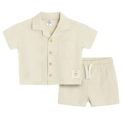 Cool Club, Set pentru baieti, Camasa cu maneca scurta, Pantaloni scurti, bej