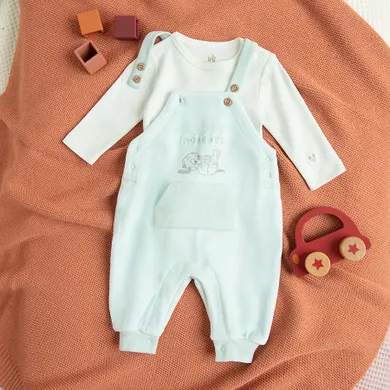 Cool Club, Set pentru baieti, Salopeta, velur, Body cu maneca lunga, mix, imprimeu Mickey Mouse