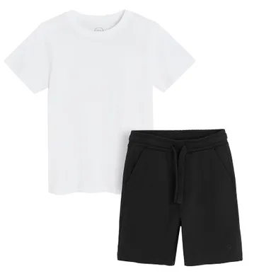 Cool Club, Set pentru baieti, Tricou, Pantaloni scurti, alb-negru