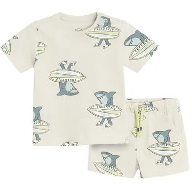 Cool Club, Set pentru baieti, Tricou, Pantaloni scurti, bej