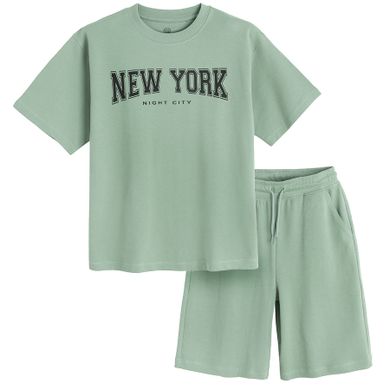 Cool Club, Set pentru baieti, Tricou, Pantaloni scurti, kaki