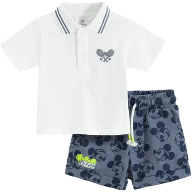 Cool Club, Set pentru baieti, Tricou polo cu maneca scurta, Pantaloni scurti, mix, imprimeu Mickey Mouse