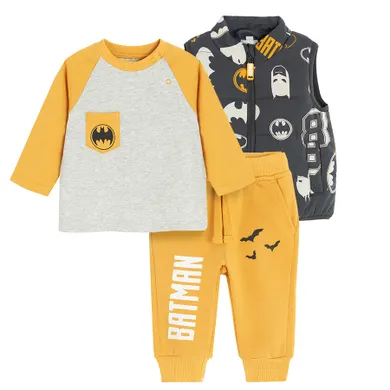 Cool Club, Set pentru baieti, Vesta, Pantaloni trening, Bluza cu maneca lunga, mix, imprimeu Batman