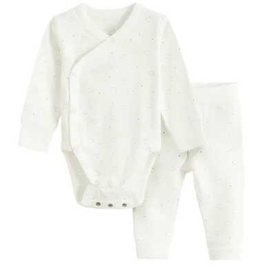 Cool Club, Set pentru bebelusi, Body cu maneca lunga, Pantaloni, alb