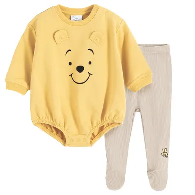 Cool Club, Set pentru bebelusi, Body cu maneca lunga, Pantaloni cu botosei, mix, imprimeu Winnie the Pooh