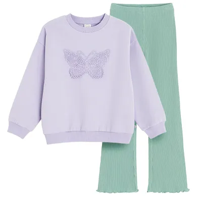 Cool Club, Set pentru fete, Bluza, Colanti, din tricot striat, mix