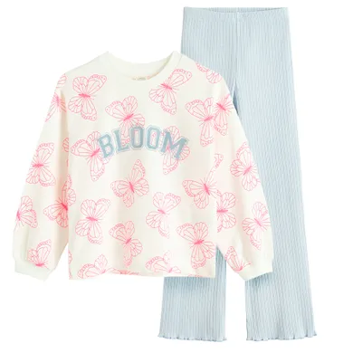 Cool Club, Set pentru fete, Bluza, Colanti, flare, din tricot striat, mix