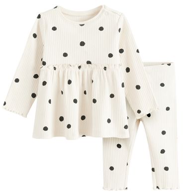 Cool Club, Set pentru fete, Bluza cu maneca lunga, Colanti, din tricot striat, ecru