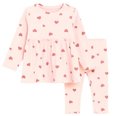 Cool Club, Set pentru fete, Bluza cu maneca lunga, Colanti, din tricot striat, roz
