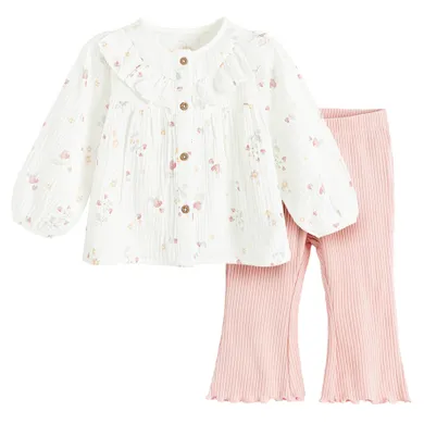 Cool Club, Set pentru fete, Bluza cu maneca lunga, muselina, Colanti, din tricot striat, mix