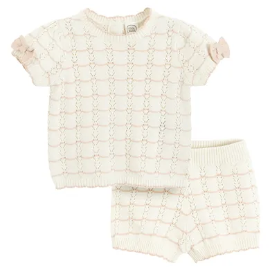 Cool Club, Set pentru fete, Bluza cu maneca scurta, Pantaloni scurti, ecru