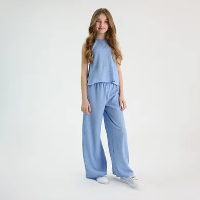 Cool Club, Set pentru fete, Bluza fara maneci, Pantaloni din textil, wide, albastru