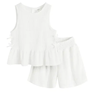 Cool Club, Set pentru fete, Bluza fara maneci, Pantaloni scurti, alb