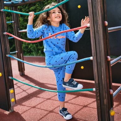 Cool Club, Set pentru fete, bluza, pantaloni trening, albastru, buline, imprimeu Jet' aime