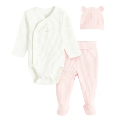 Cool Club, Set pentru fete, Body cu maneca lunga, Pantaloni cu botosei, Caciula, mix