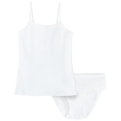 Cool Club, Set pentru fete, Maiou, Chilotei, din tricot striat, alb