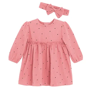 Cool Club, Set pentru fete, Rochie cu maneca lunga, Bentita, roz