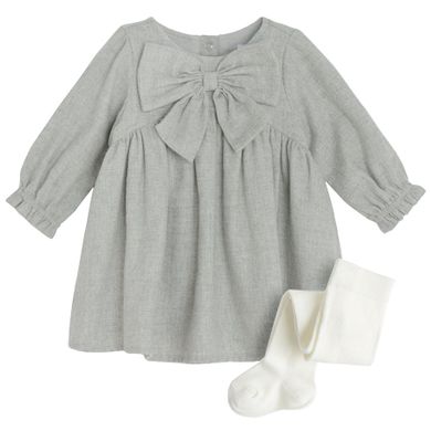 Cool Club, Set pentru fete, Rochie cu maneca lunga pentru fete, Dresuri, gri, ecru