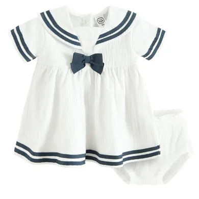 Cool Club, Set pentru fete, Rochie cu maneca scurta, Pantaloni scurti, ecru