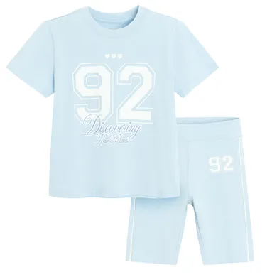 Cool Club, Set pentru fete, Tricou, Colanti scurti, albastru