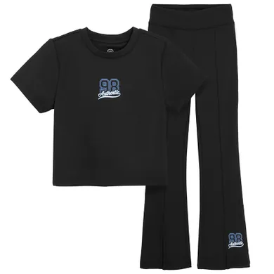 Cool Club, Set pentru fete, Tricou, crop top, Colanti, evazati, negru