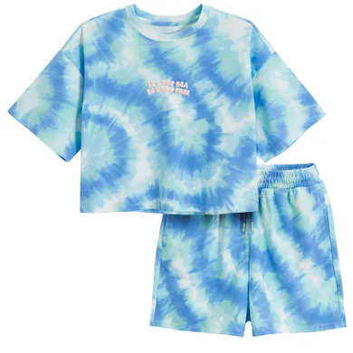 Cool Club, Set pentru fete, Tricou, crop top, Pantaloni scurti, albastru